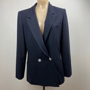 Anne Klein Vintage 100% Wool Navy Blazer, Sz 8